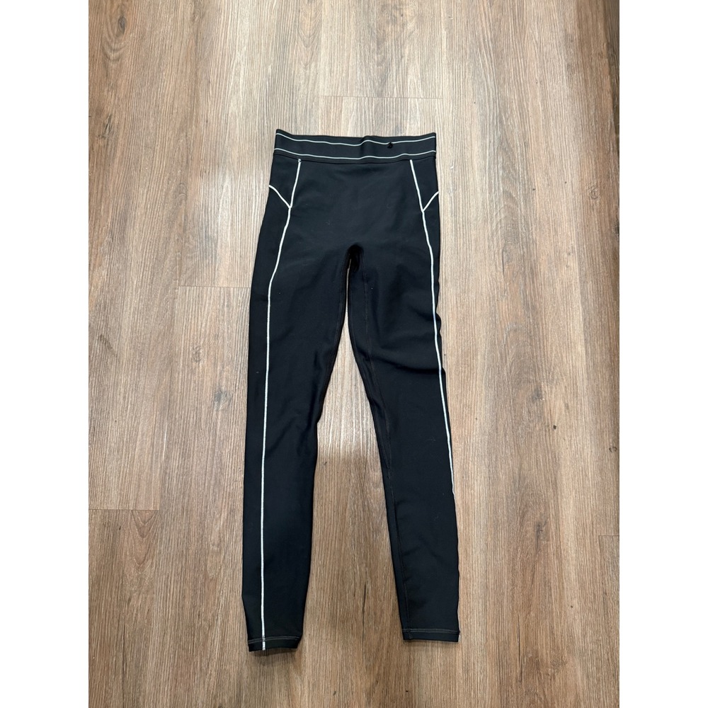 YPB Abercrombie sculptLUX High Rise Leggings Black White Contrast Piping XS 4185